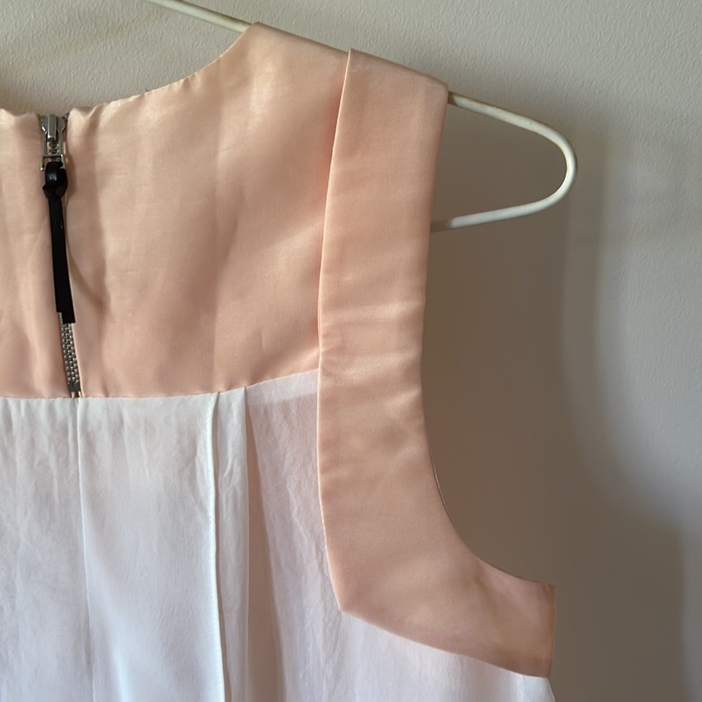 CUE Peach White High Neck Sheer Back Sleeveless Tank Top Blouse - Picture 8 of 13